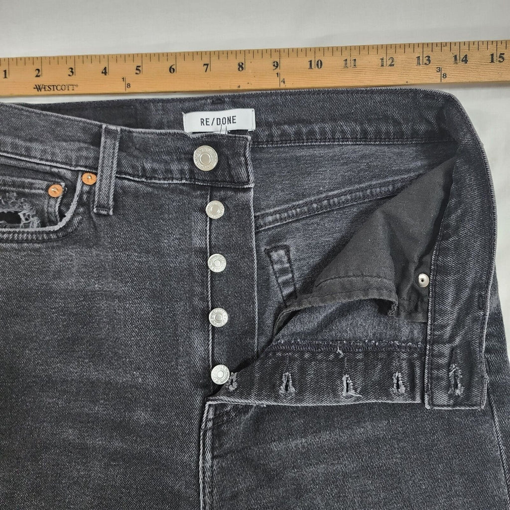 Re/Done High-rise Loose Cropped Raw Hem Jeans Faded Black Women's Size 28 Waist