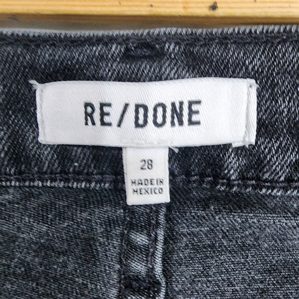 Re/Done High-rise Loose Cropped Raw Hem Jeans Faded Black Women's Size 28 Waist