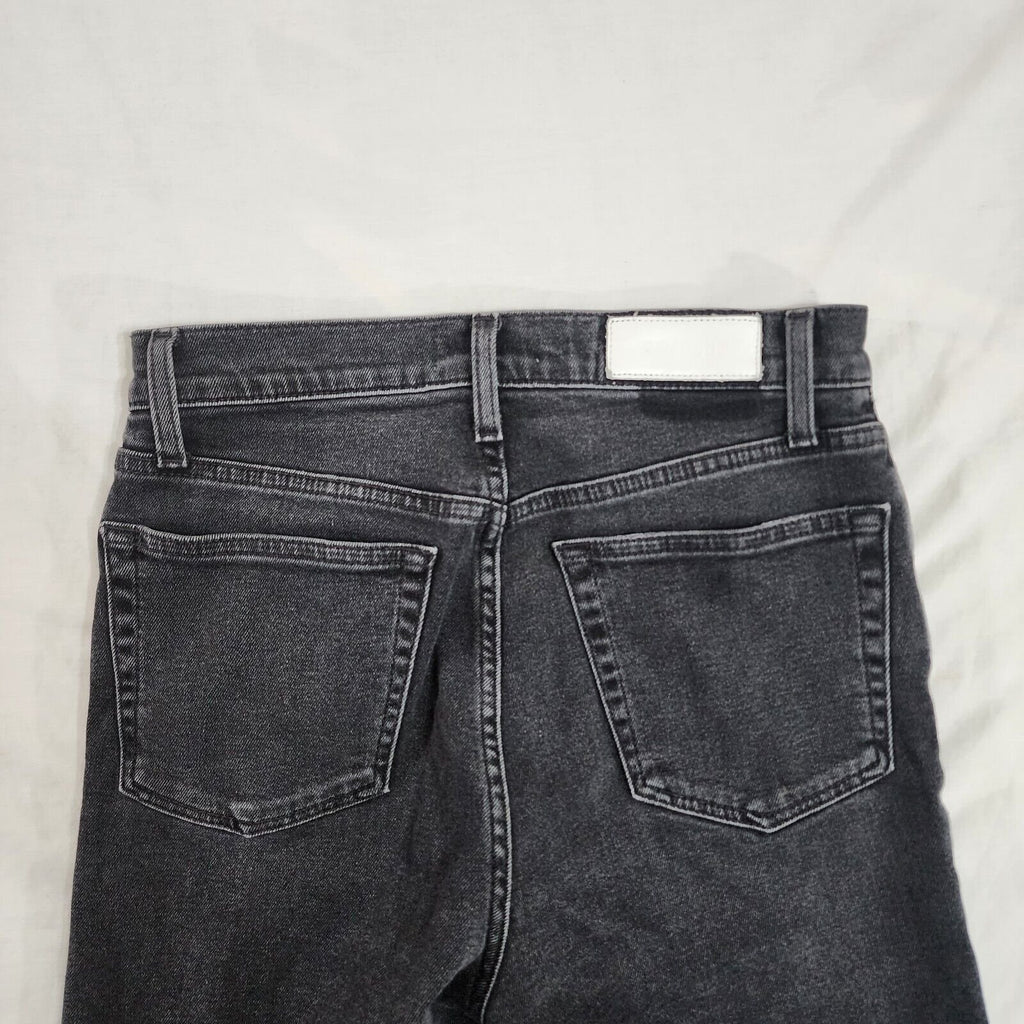 Re/Done High-rise Loose Cropped Raw Hem Jeans Faded Black Women's Size 28 Waist