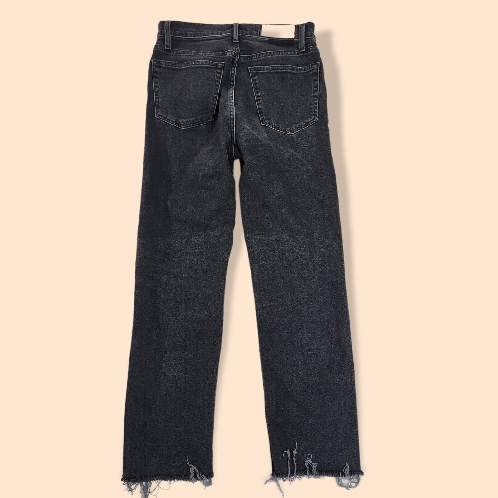 Re/Done High-rise Loose Cropped Raw Hem Jeans Faded Black Women's Size 28 Waist