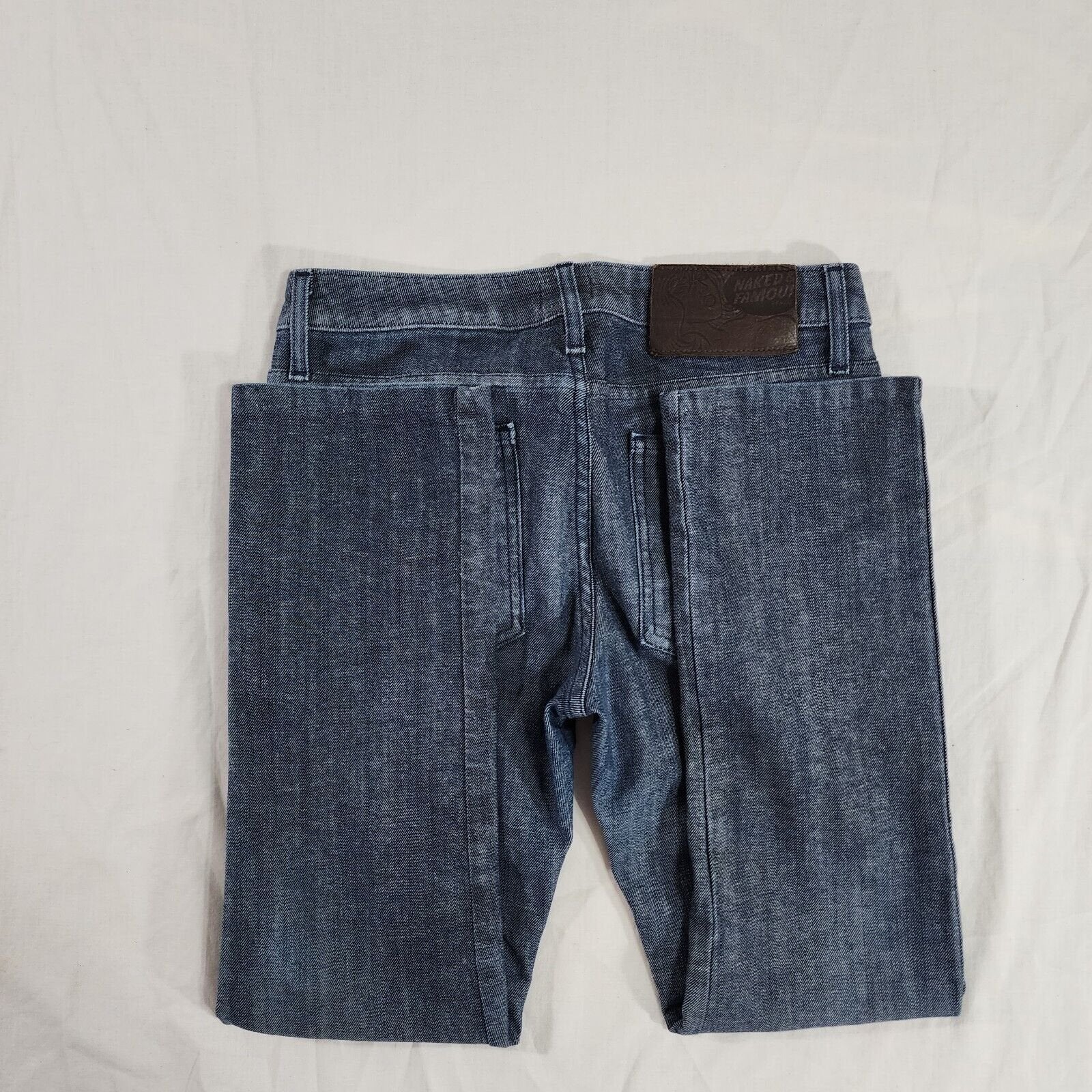 Naked and Famous Skinny Guy Japanese Silk Denim 29x27 Dark wash Indigo Blue EUC
