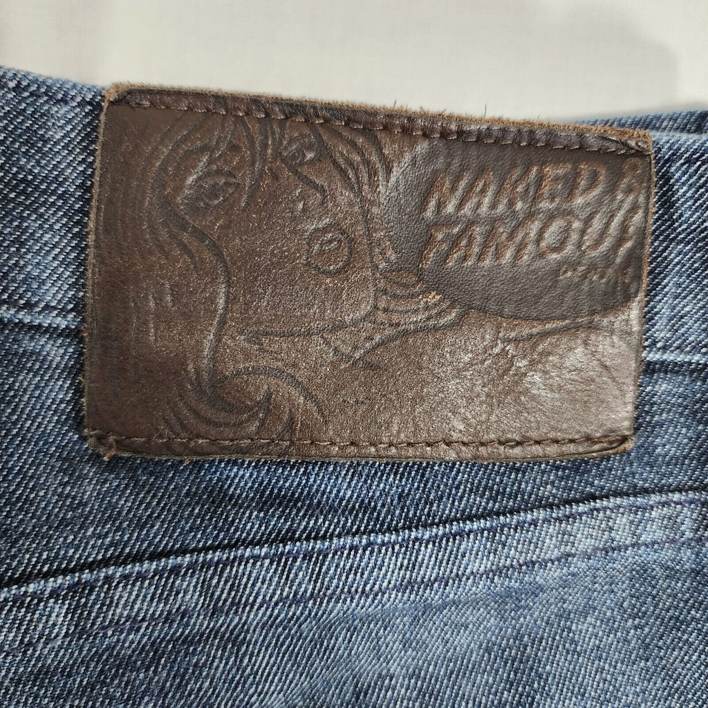 Naked and Famous Skinny Guy Japanese Silk Denim 29x27 Dark wash Indigo Blue EUC