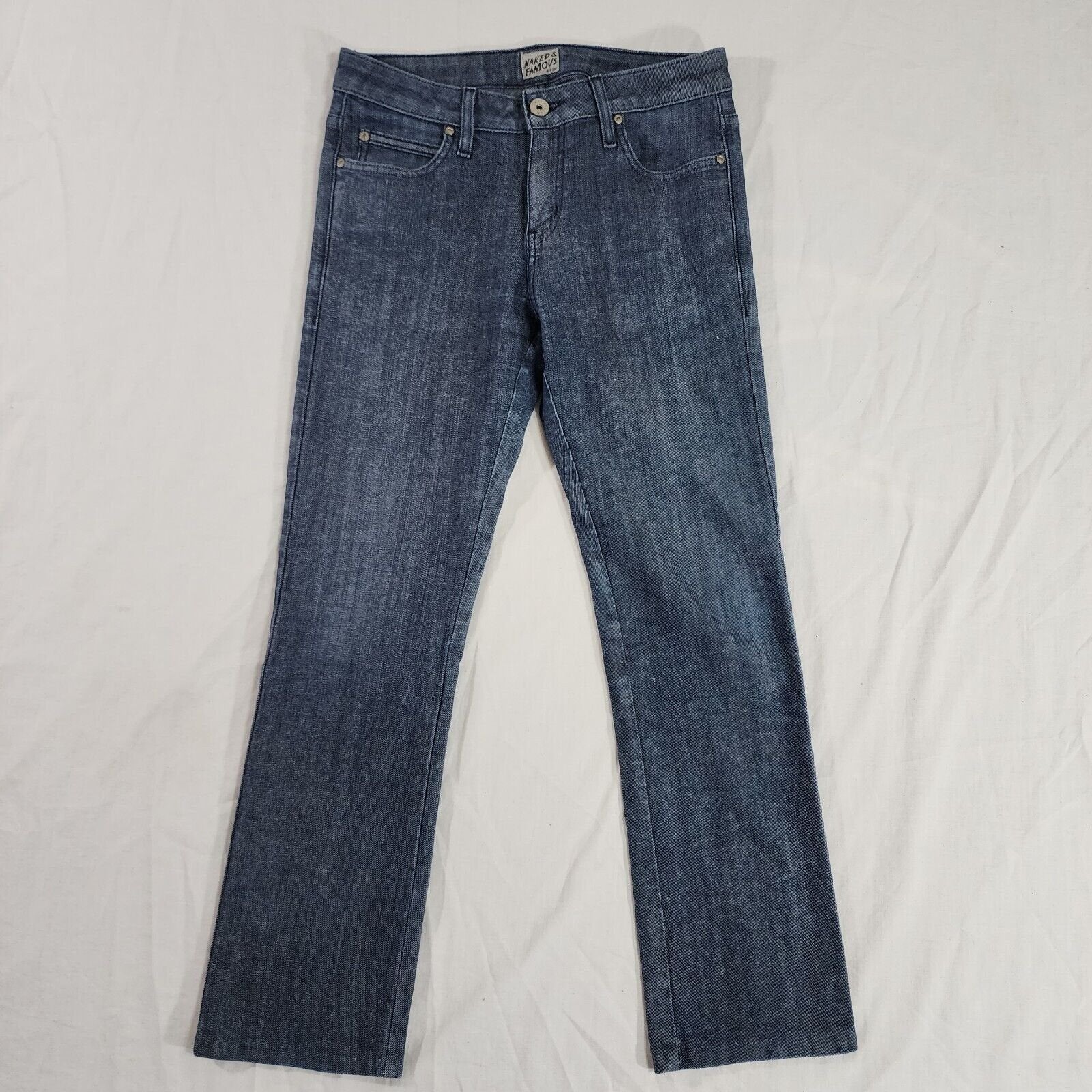 Naked and Famous Skinny Guy Japanese Silk Denim 29x27 Dark wash Indigo Blue EUC