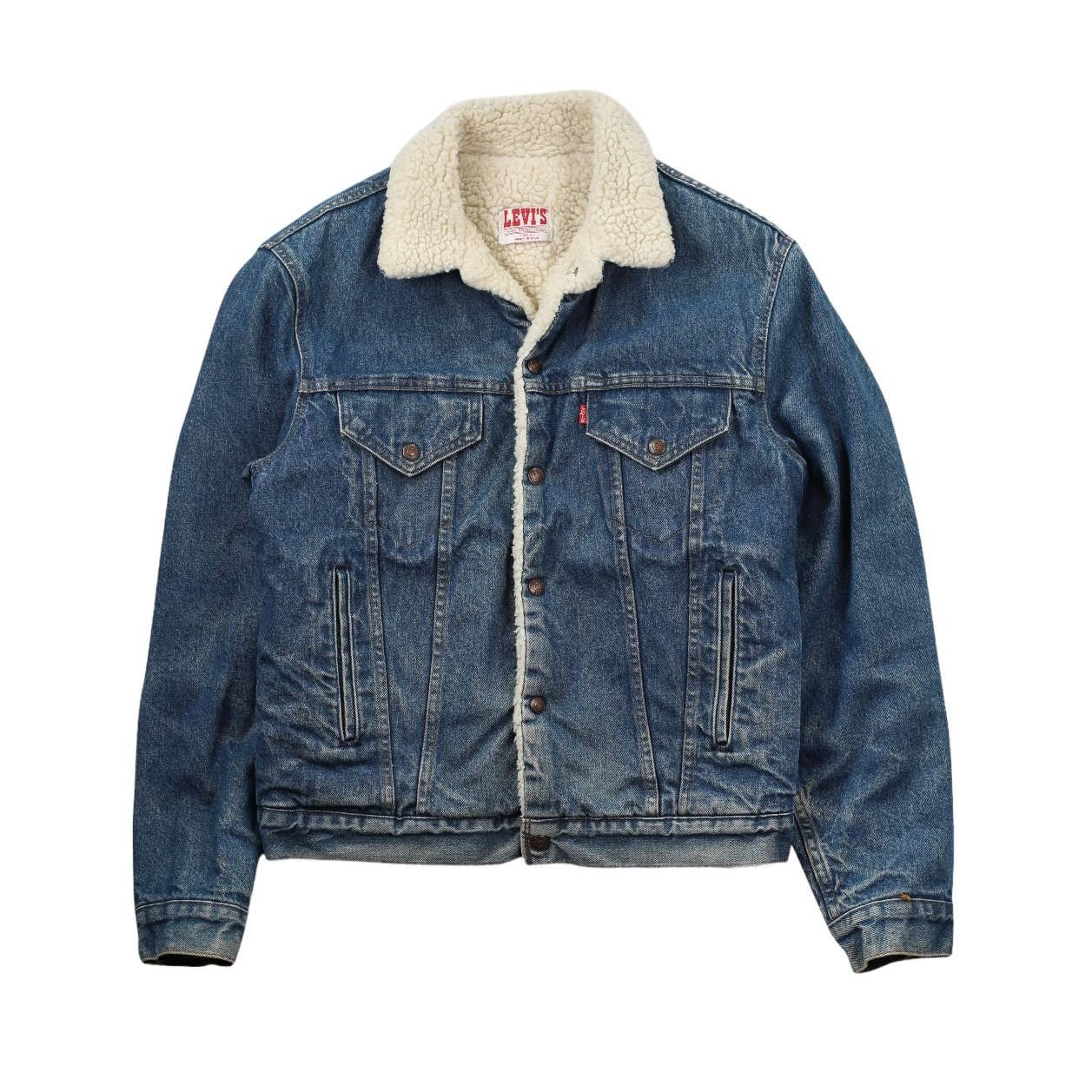 VINTAGE LEVI’S SHERPA DARK WASH DENIM JACKET