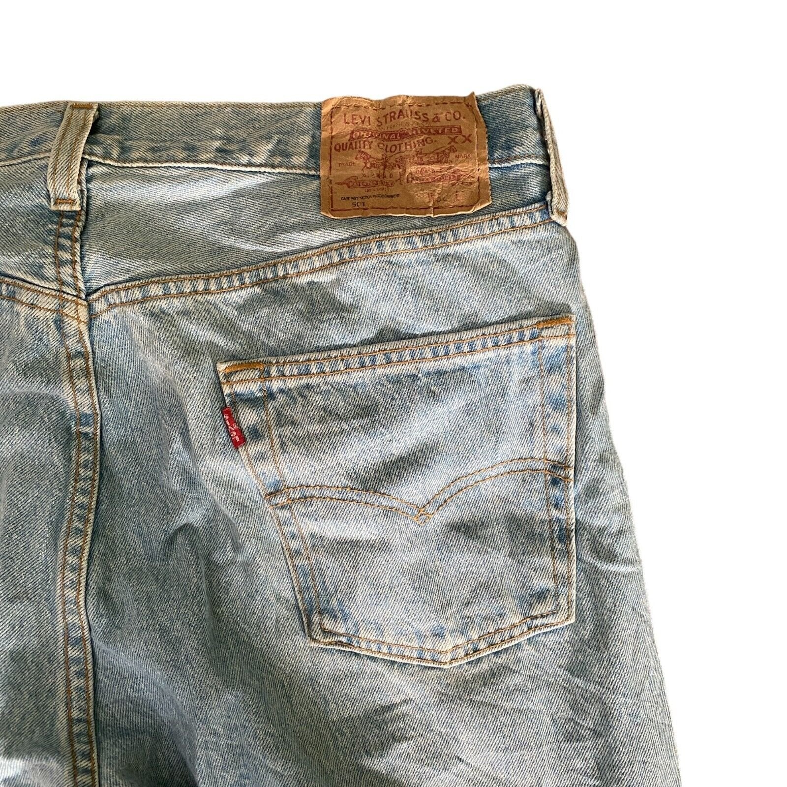 Vintage Mens Levi's 501 Regular Straight Jeans Blue Button W38 L34 Made In UK