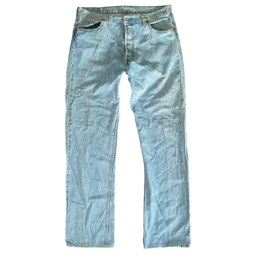 Vintage Mens Levi's 501 Regular Straight Jeans Blue Button W38 L34 Made In UK