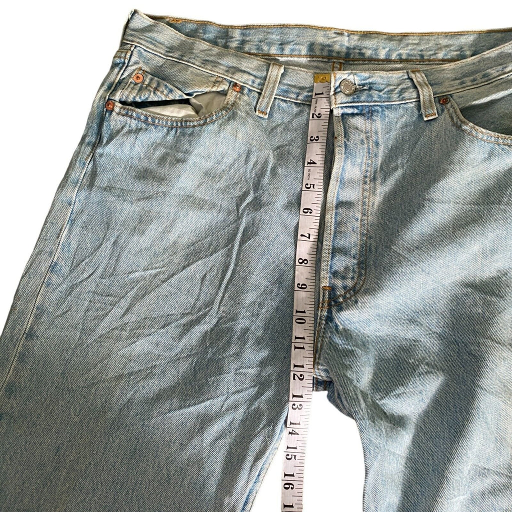Vintage Mens Levi's 501 Regular Straight Jeans Blue Button W38 L34 Made In UK
