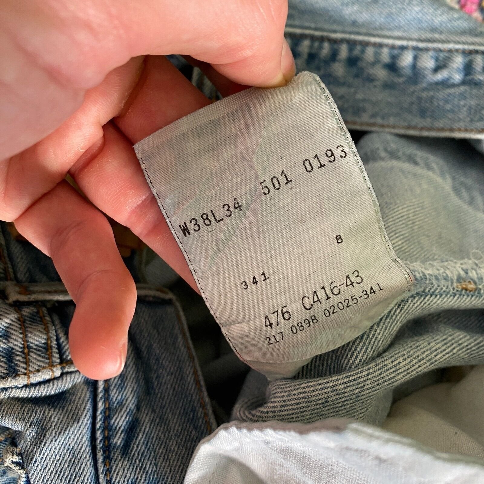 Vintage 90s Levis 501 Original Riveted Straight Leg Denim Blue Jeans W38 L34
