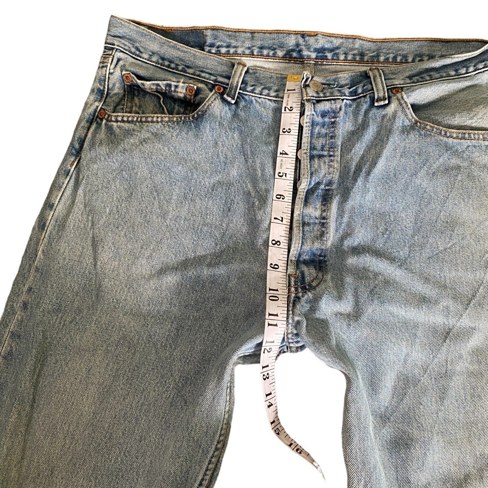 Vintage 90s Levis 501 Original Riveted Straight Leg Denim Blue Jeans W38 L34