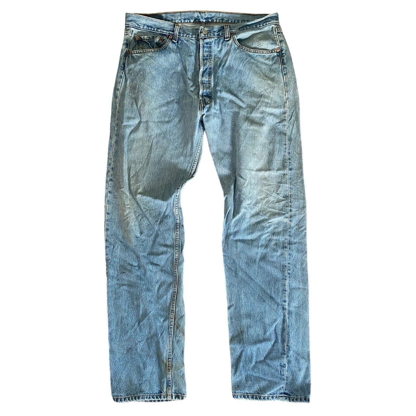 Vintage 90s Levis 501 Original Riveted Straight Leg Denim Blue Jeans W38 L34