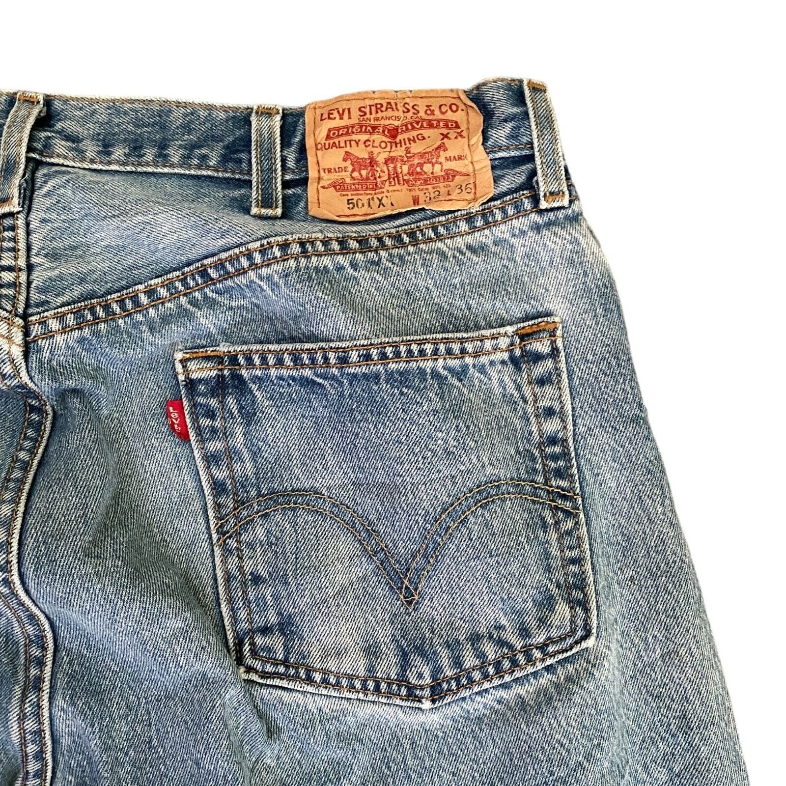 Levis 501xx Straight Fit Leg Denim Blue Jeans Original Riveted Size W38 L36
