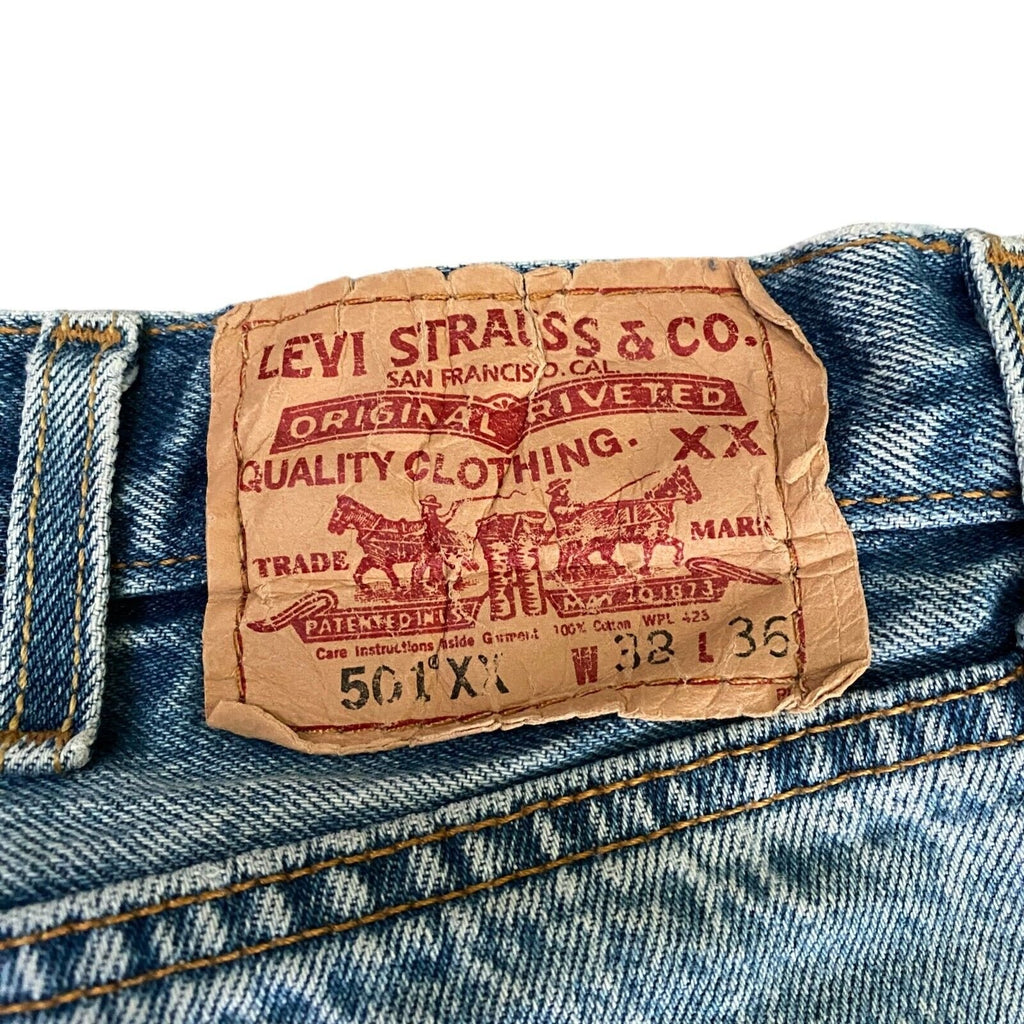 Levis 501xx Straight Fit Leg Denim Blue Jeans Original Riveted Size W38 L36