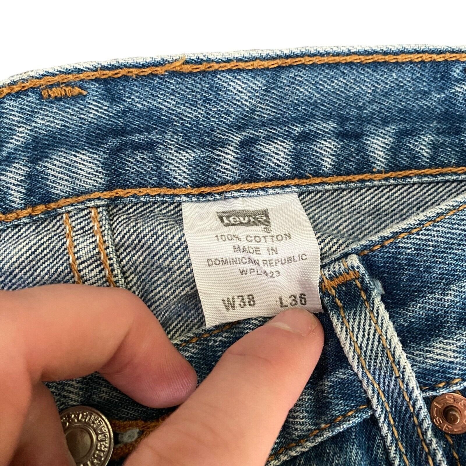 Vintage Levis 501 Original Straight Fit Denim Blue Jeans W38 L36