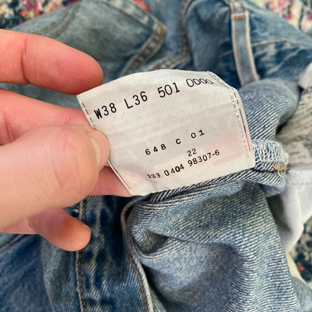 Vintage Levis 501 Original Straight Fit Denim Blue Jeans W38 L36