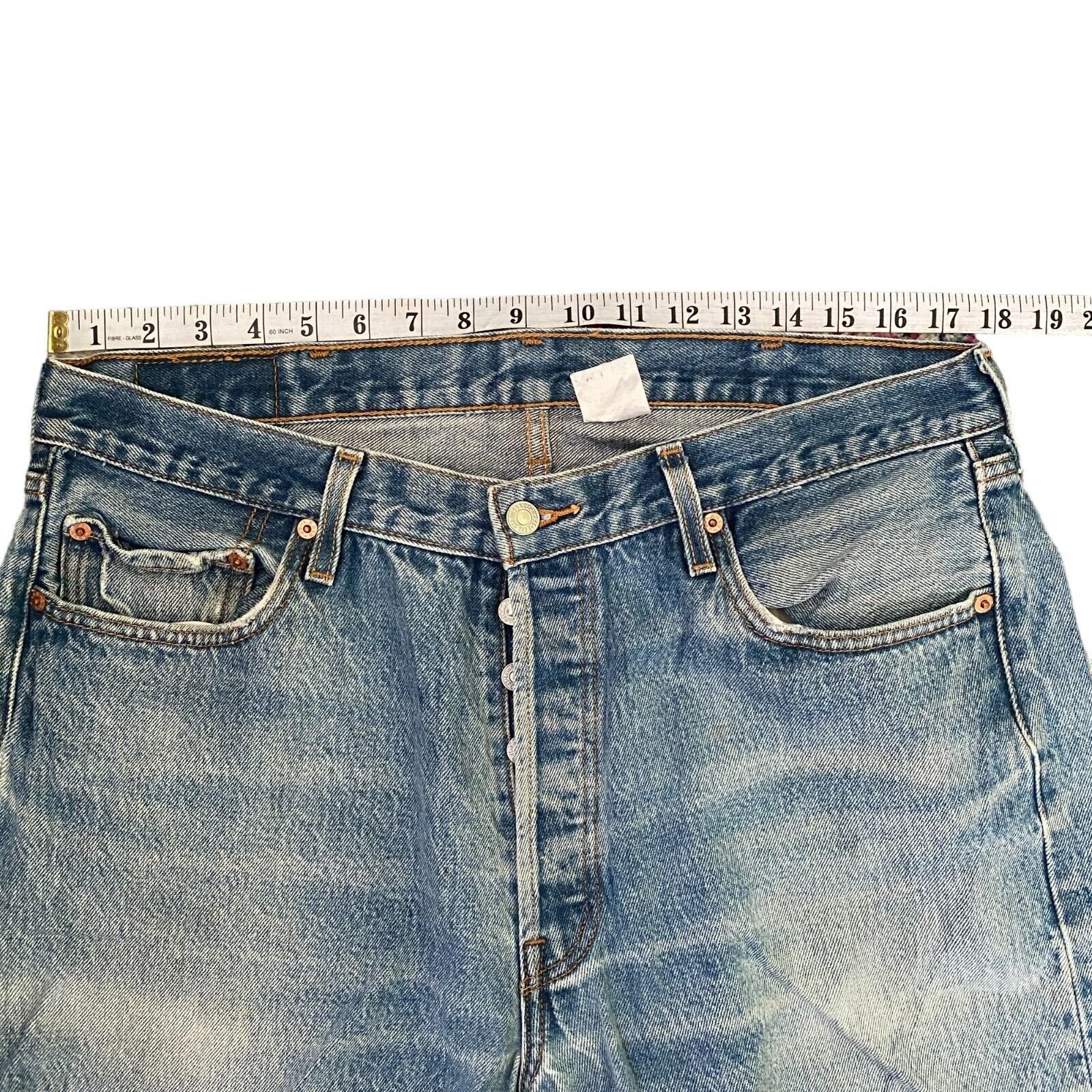 Vintage Levis 501 Original Straight Fit Denim Blue Jeans W38 L36