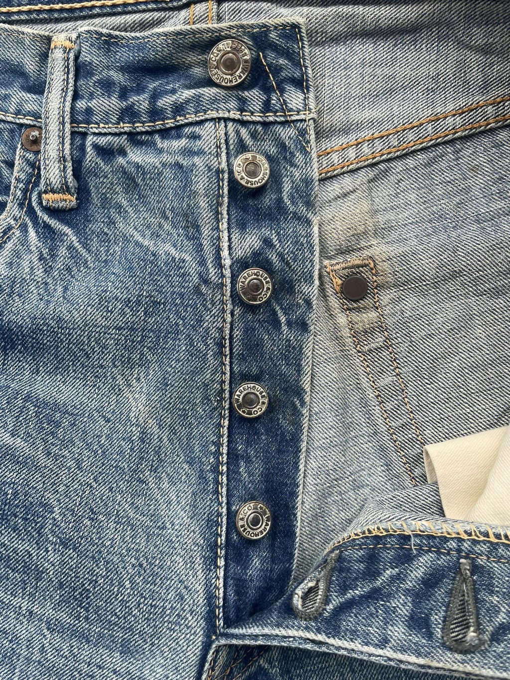 Vintage Warehouse Company Selvedge Faded Distresed Denim