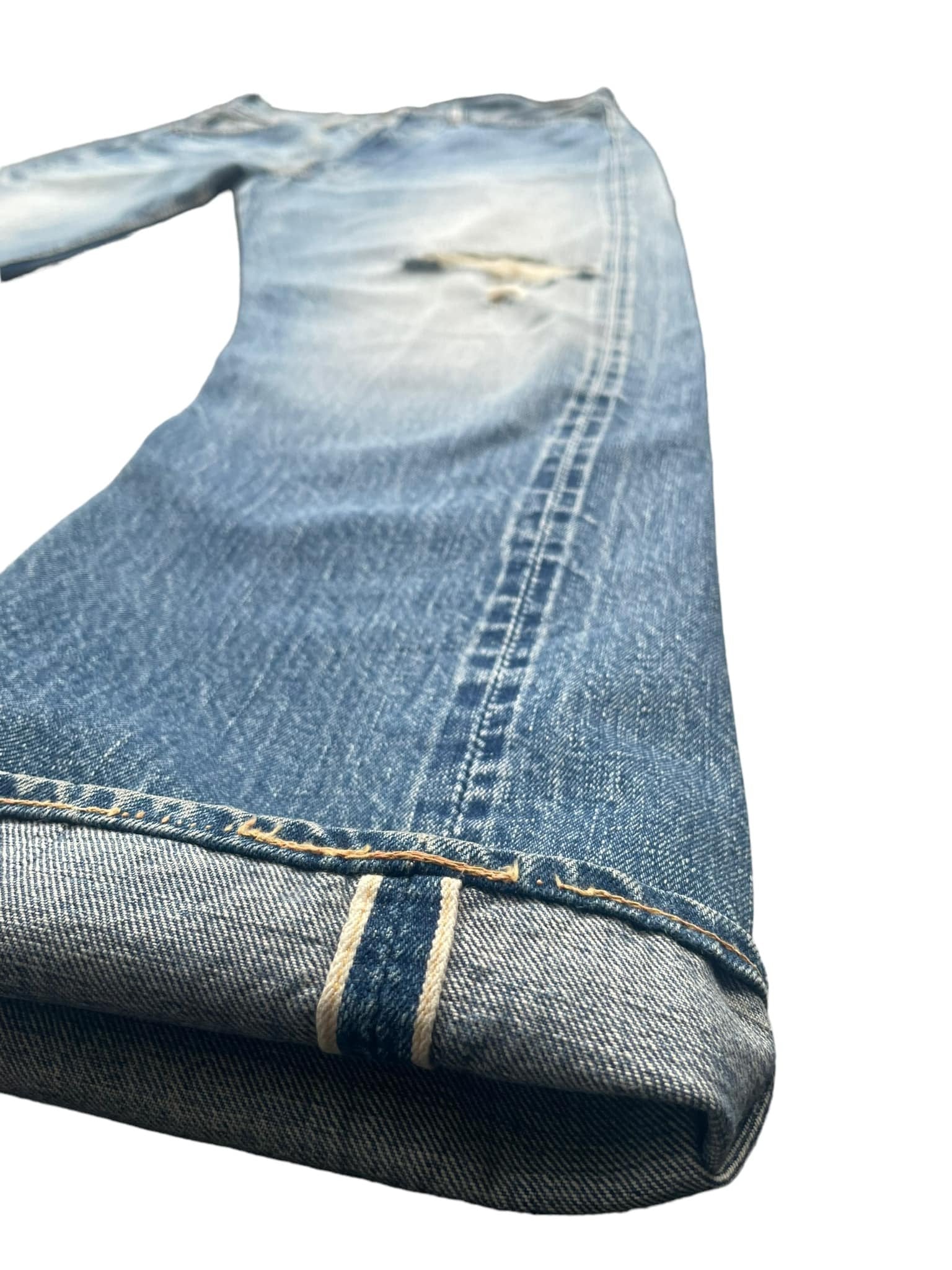 Vintage Warehouse Company Selvedge Faded Distresed Denim