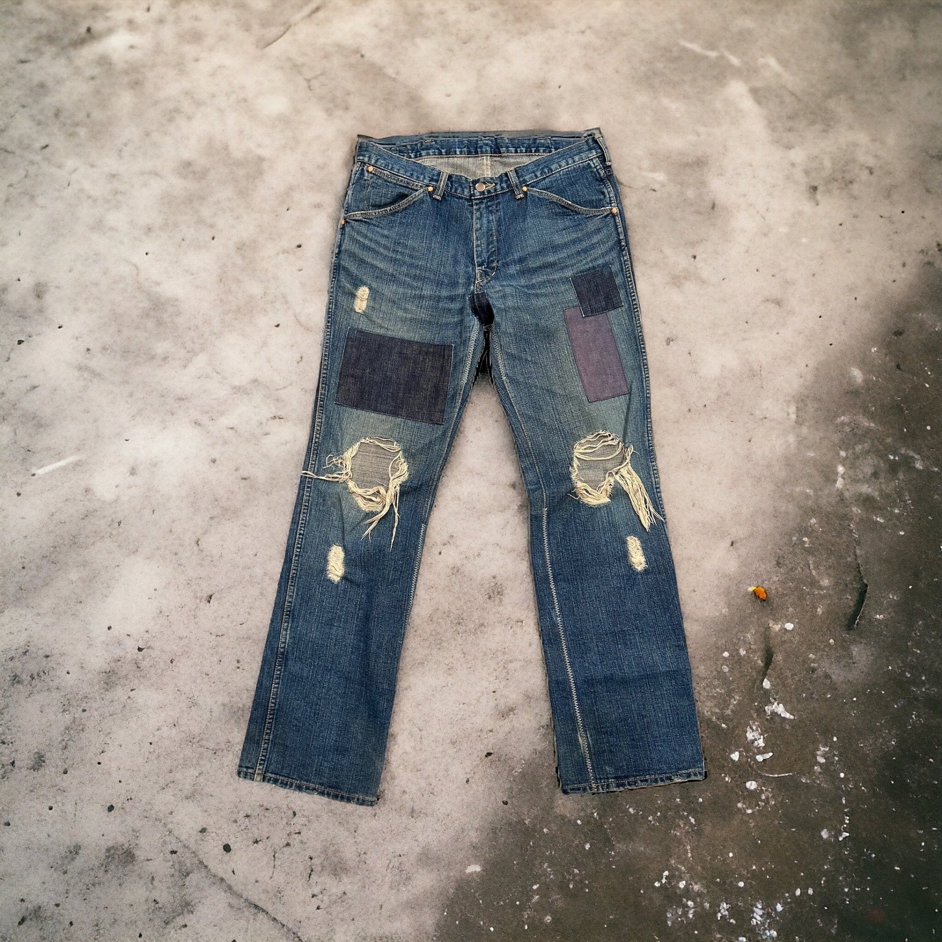 AW03 Number (N)ine Touch Me I’m Sick Kurt Cobain Distressed Patchwork Denim