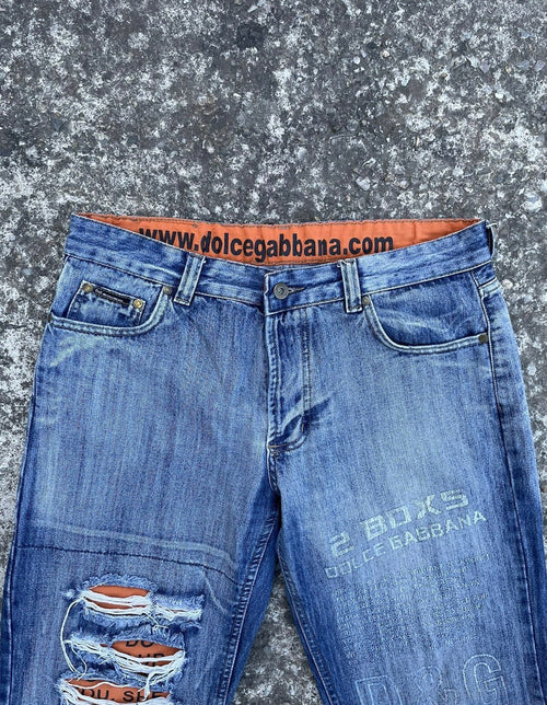2001 Dolce & Gabbana Poem distressed denim