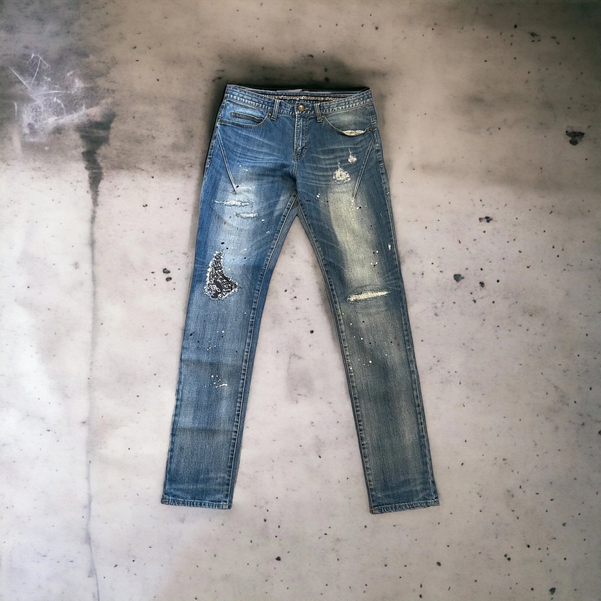 Number (n)ine paint/bandana jeans