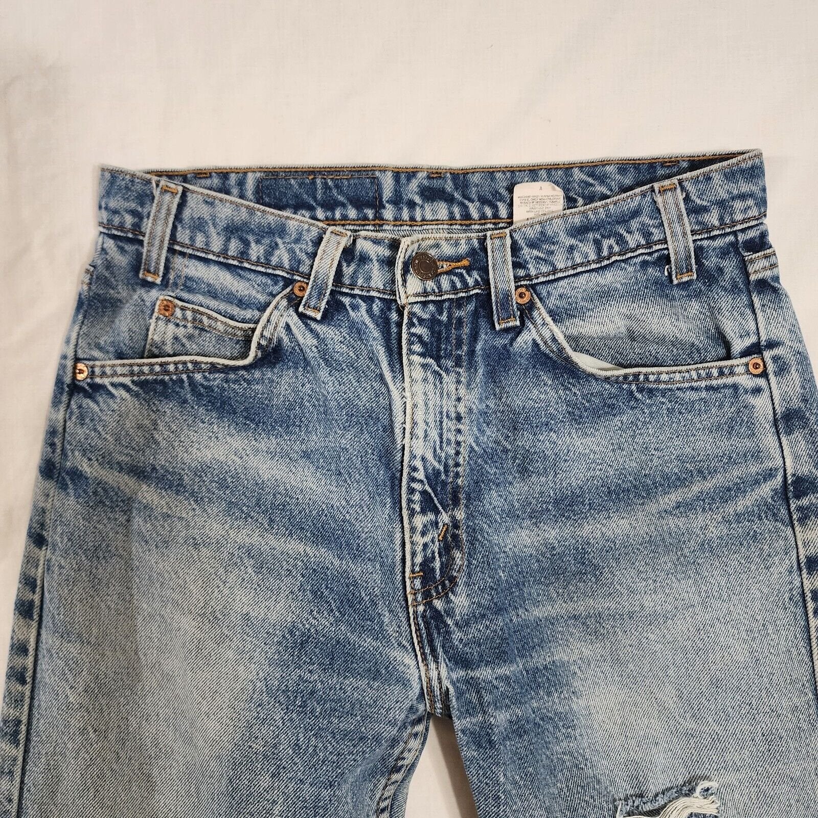 Vintage Orange Tab Levi's 505 Jeans Distressed Mens 32x29