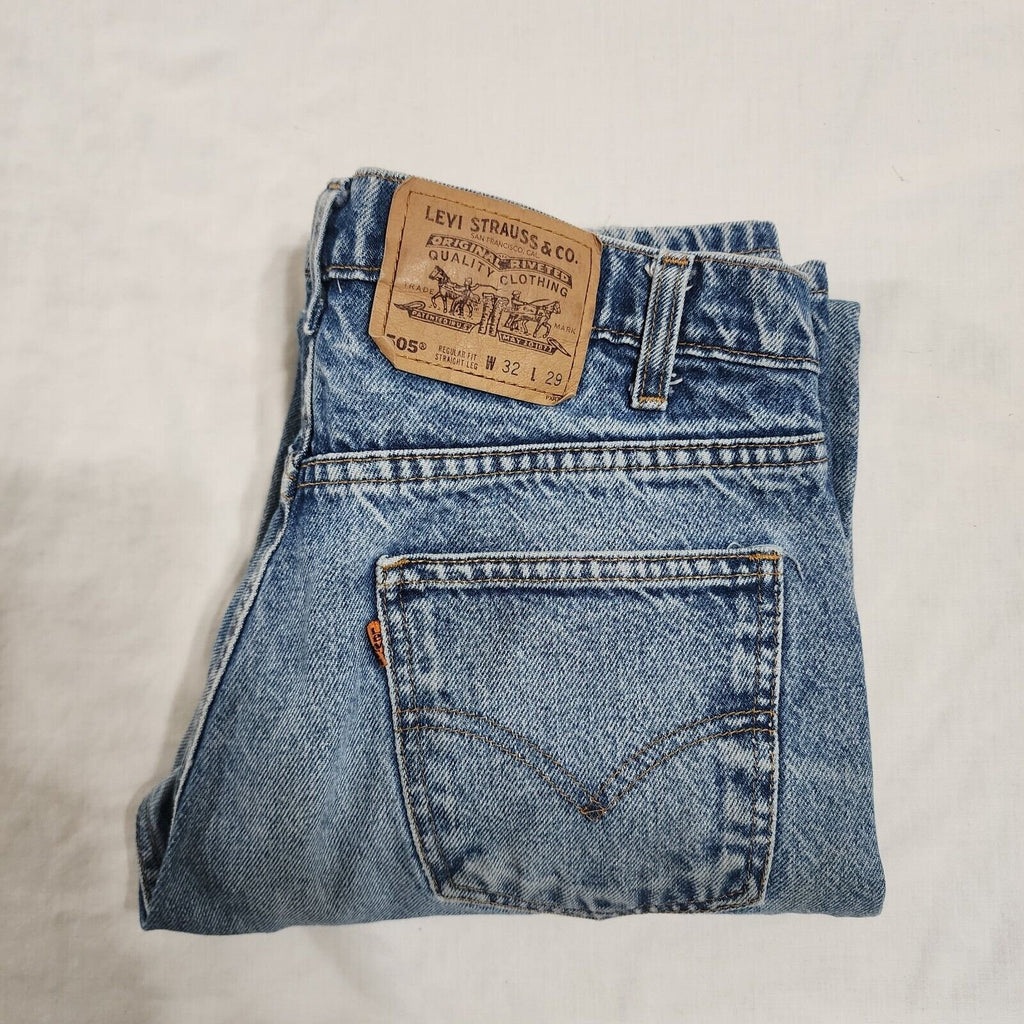 Vintage Orange Tab Levi's 505 Jeans Distressed Mens 32x29