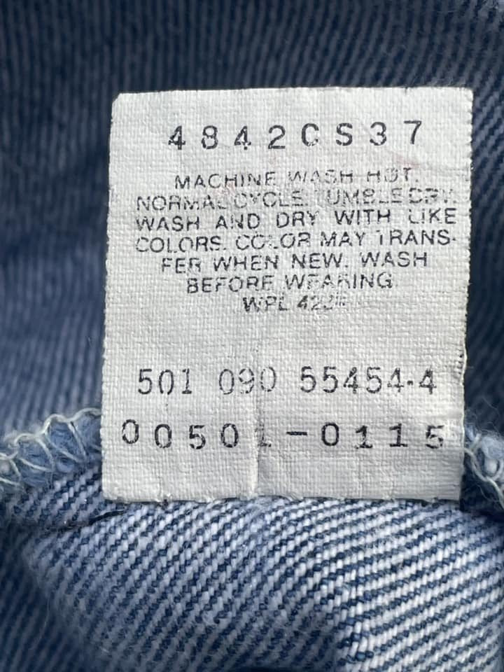 Vintage 1990 Levis 501 e Usa