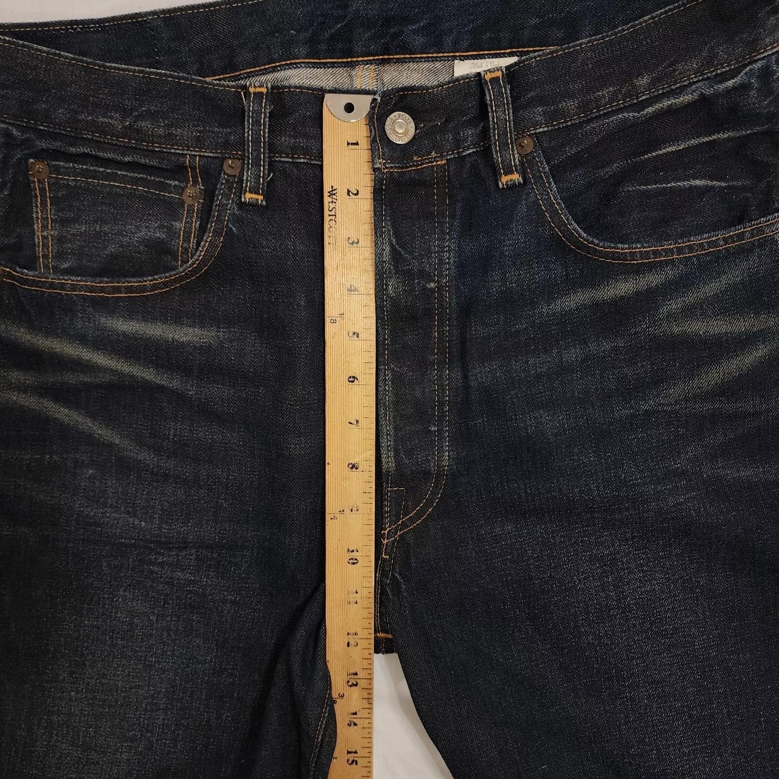 Levi Strauss Selvedge Denim Jeans Men's 32 x 33 Dark Wash Blue Button Fly