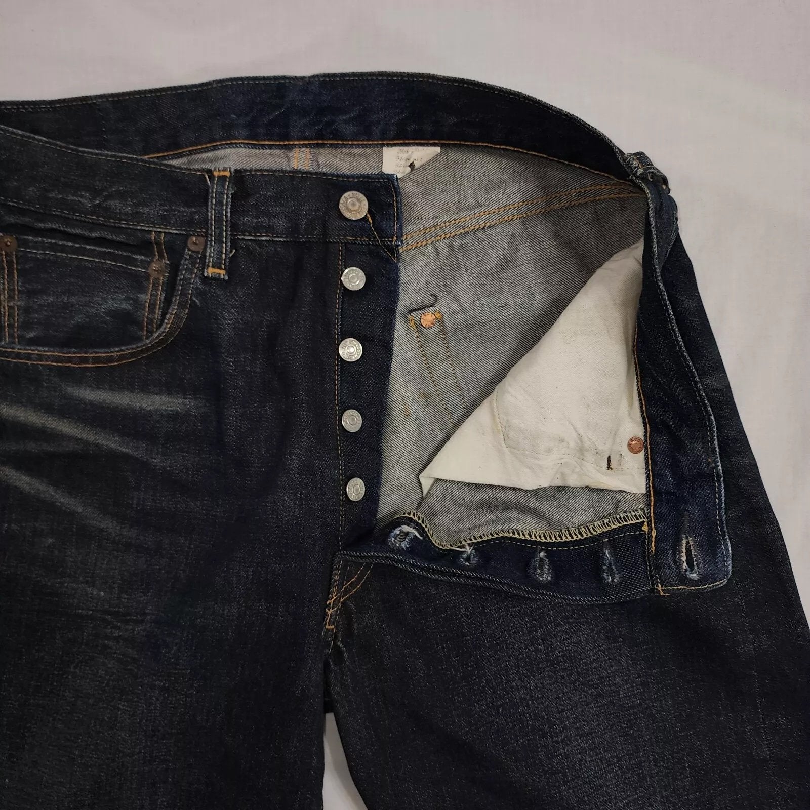 Levi Strauss Selvedge Denim Jeans Men's 32 x 33 Dark Wash Blue Button Fly