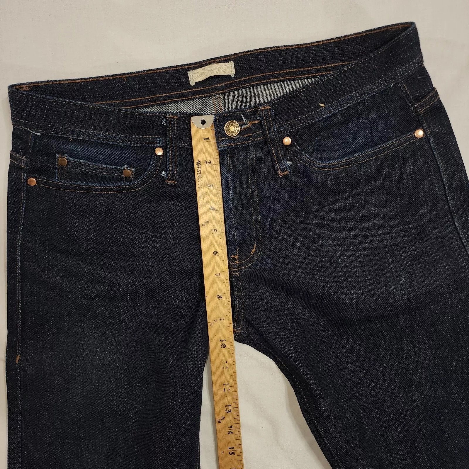 Unbranded Brand Selvedge Jeans Mens 32x32 Blue Indigo Slub Raw Denim Button Fly
