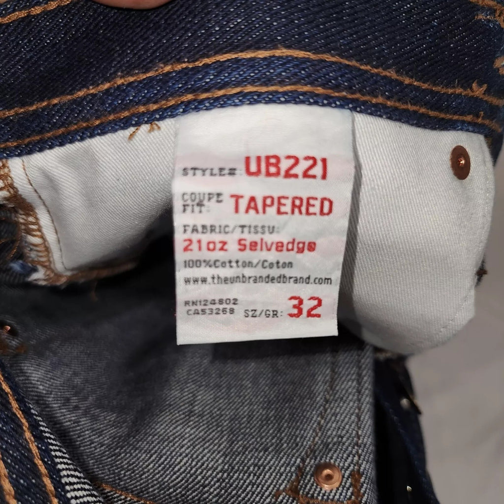 Unbranded Brand Selvedge Jeans Mens 32x32 Blue Indigo Slub Raw Denim Button Fly