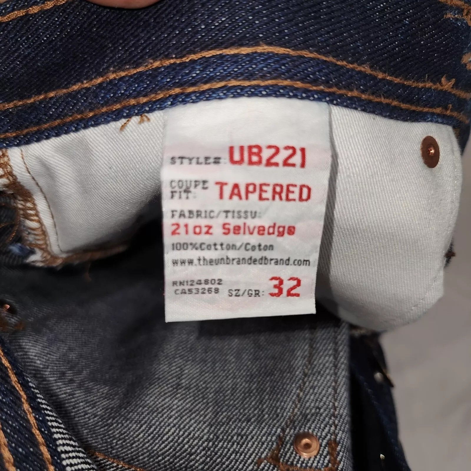 Unbranded Brand Selvedge Jeans Mens 32x32 Blue Indigo Slub Raw Denim Button Fly