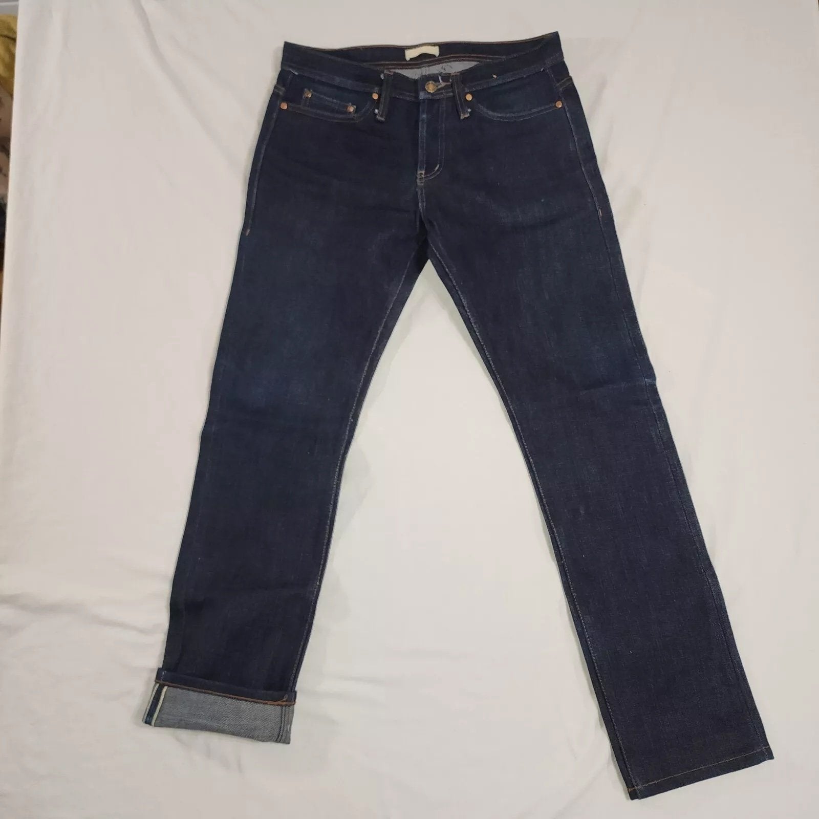 Unbranded Brand Selvedge Jeans Mens 32x32 Blue Indigo Slub Raw Denim Button Fly