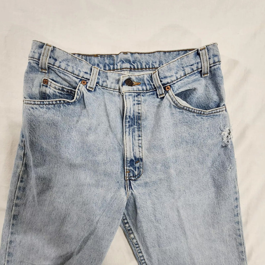 Vintage Levis Light Wash 30 X 25 Distressed Worn Tattere Blue Jeans Orange Tab