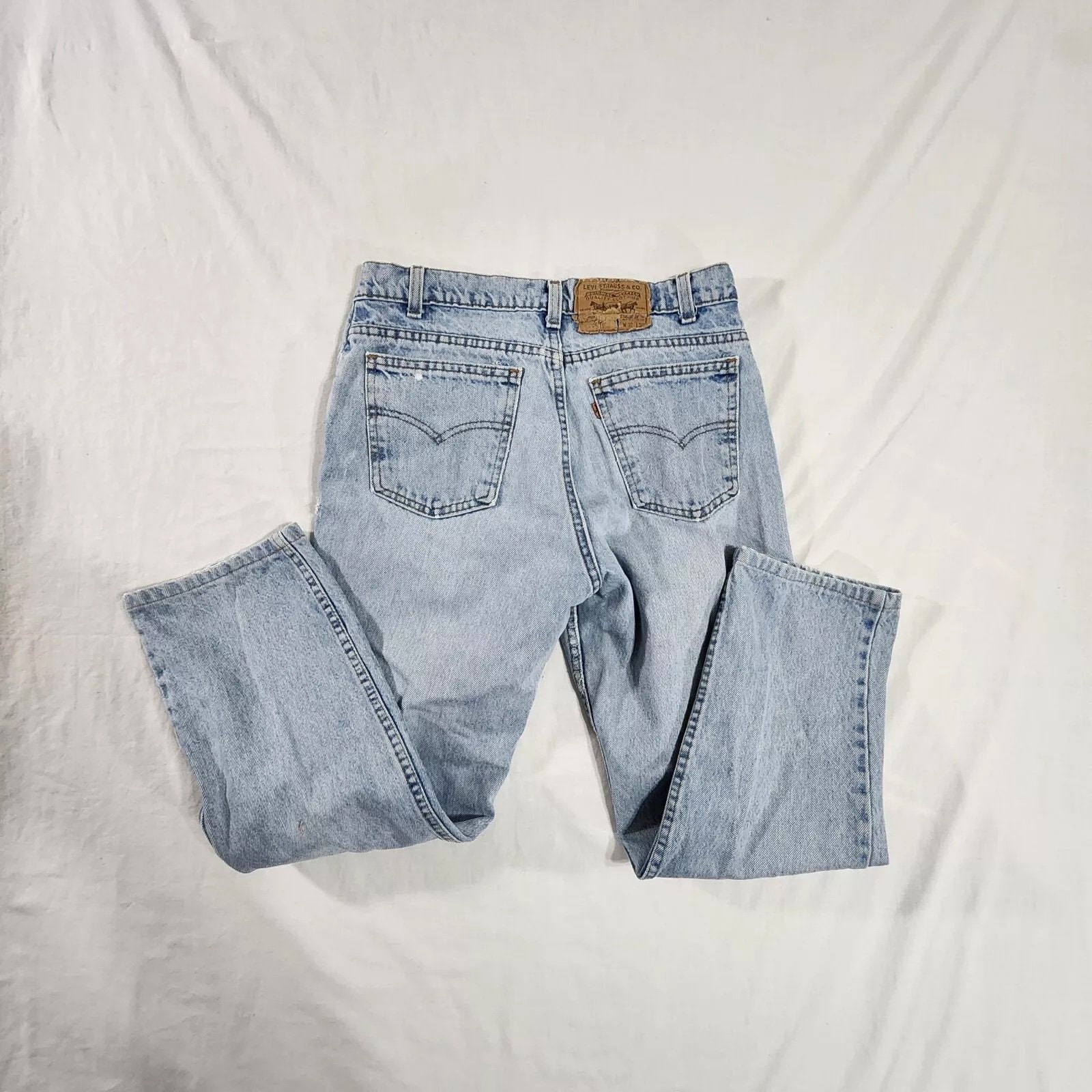 Vintage Levis Light Wash 30 X 25 Distressed Worn Tattere Blue Jeans Orange Tab