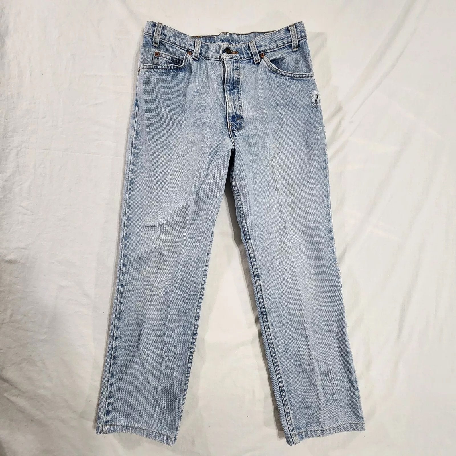 Vintage Levis Light Wash 30 X 25 Distressed Worn Tattere Blue Jeans Orange Tab