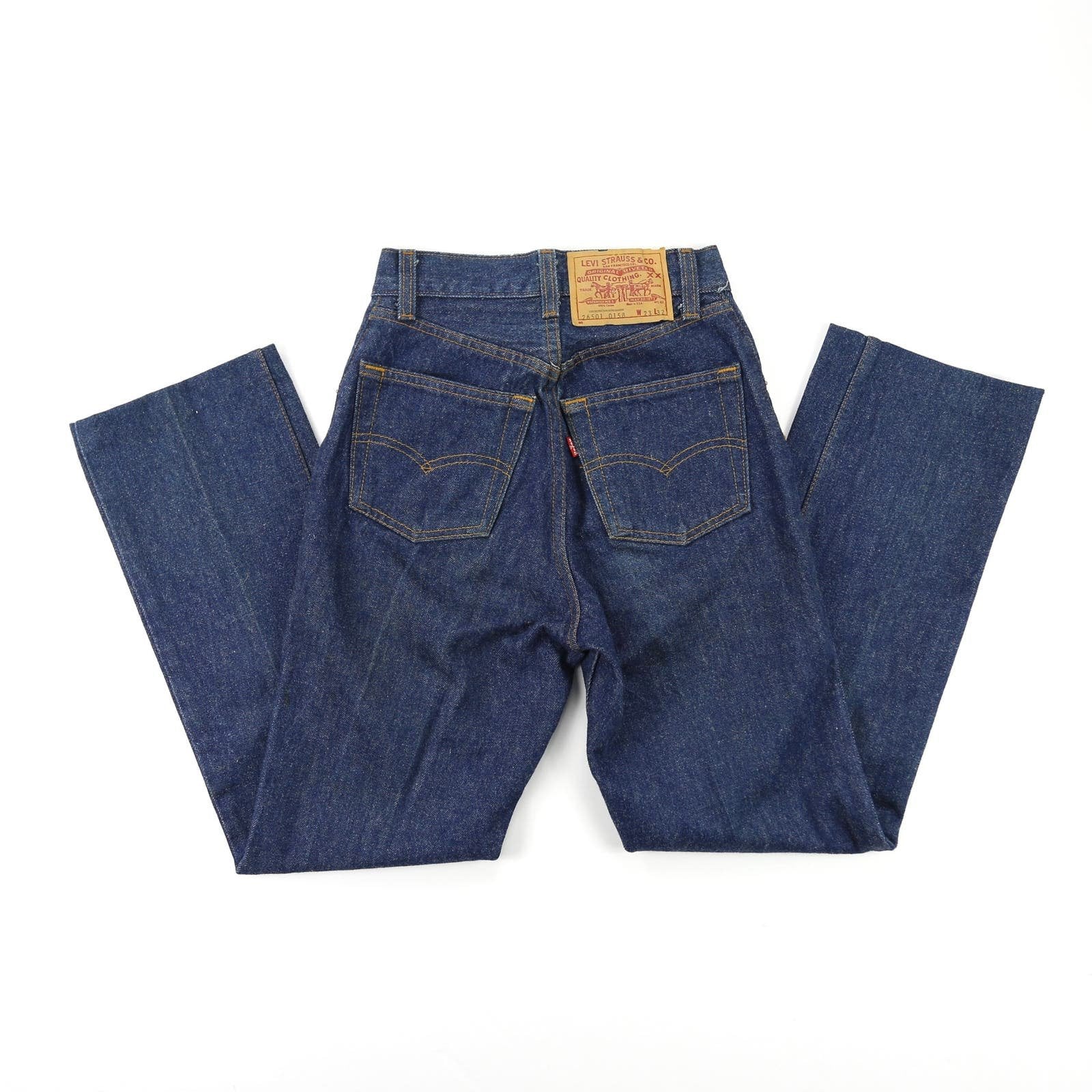 VINTAGE LEVIS 501 BUTTON FLY DARK WASH JEANS WAIST 23”/24”