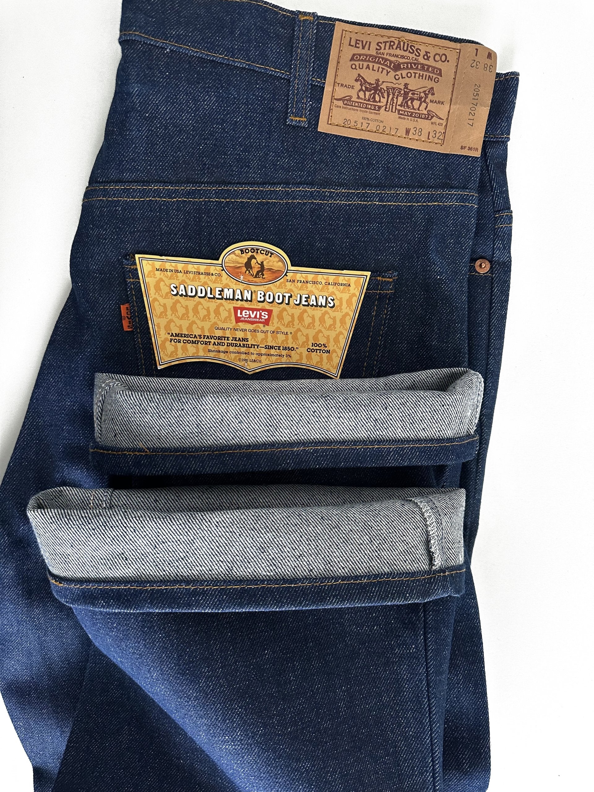 1981 Flashers Deadstock Levi’s Orange Tab 517 Saddleman Boot Jeans