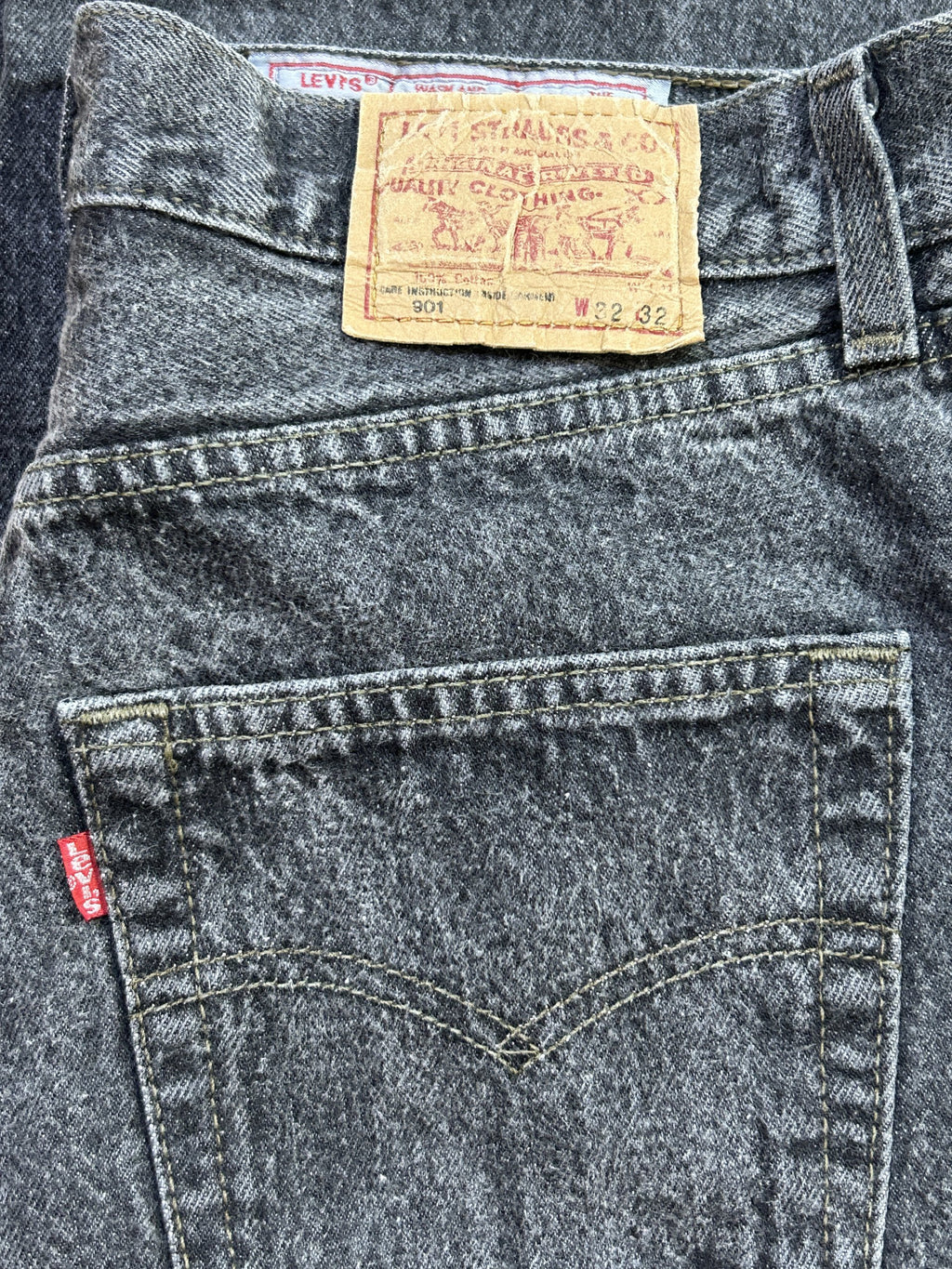 Levi’s 901 W32 70s/80s Dark Grey Vintage Jeans – Made in USA – Rare Early Model – Button Fly – High Waist Straight – Collector’s Denim