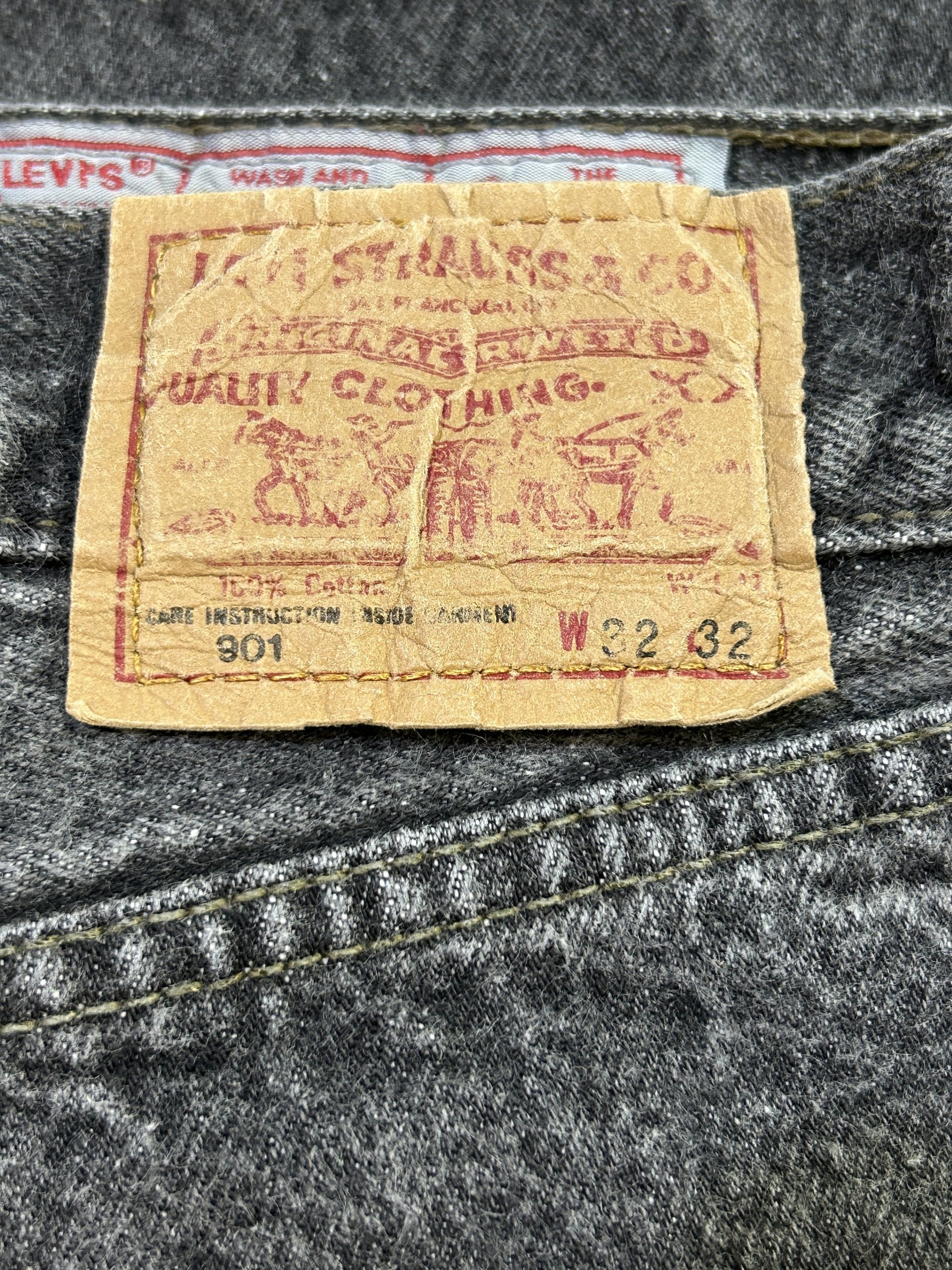 Levi’s 901 W32 70s/80s Dark Grey Vintage Jeans – Made in USA – Rare Early Model – Button Fly – High Waist Straight – Collector’s Denim