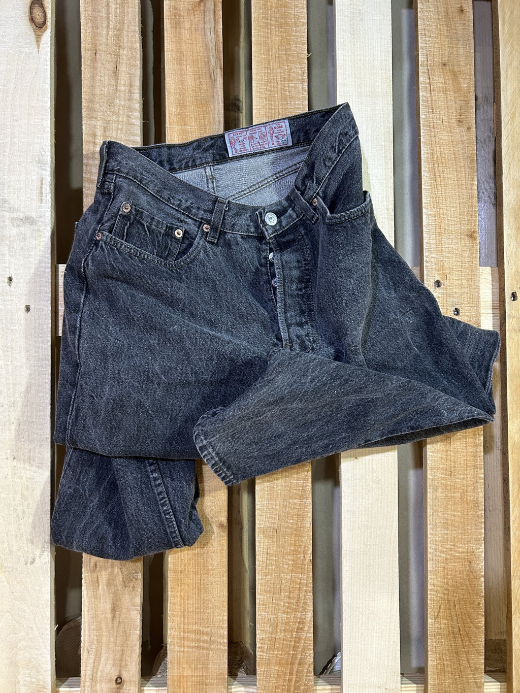 Levi’s 901 W32 70s/80s Dark Grey Vintage Jeans – Made in USA – Rare Early Model – Button Fly – High Waist Straight – Collector’s Denim