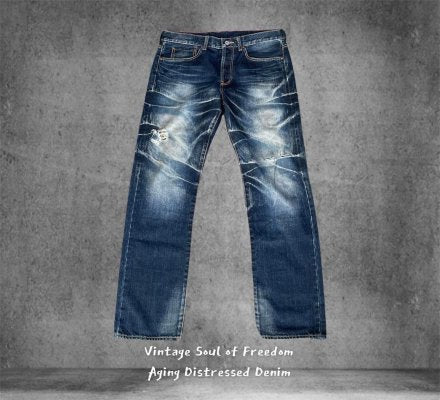 Vintage Soul of Freedom Aging Distressed Denim