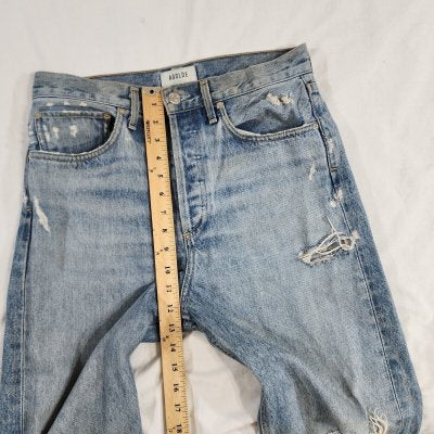 Agolde Women's 90's Jean Distressed Tattered Light Wash Button 30W / 28L - GOOD