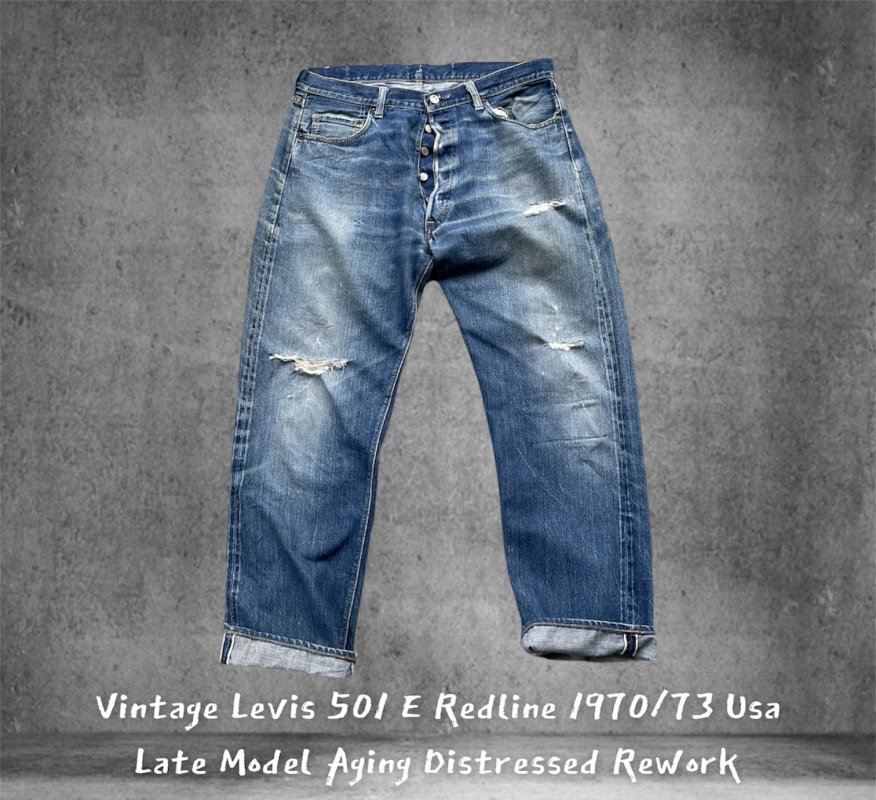 Vintage 1970-73 Levis 501 E Redline Aging Distressed